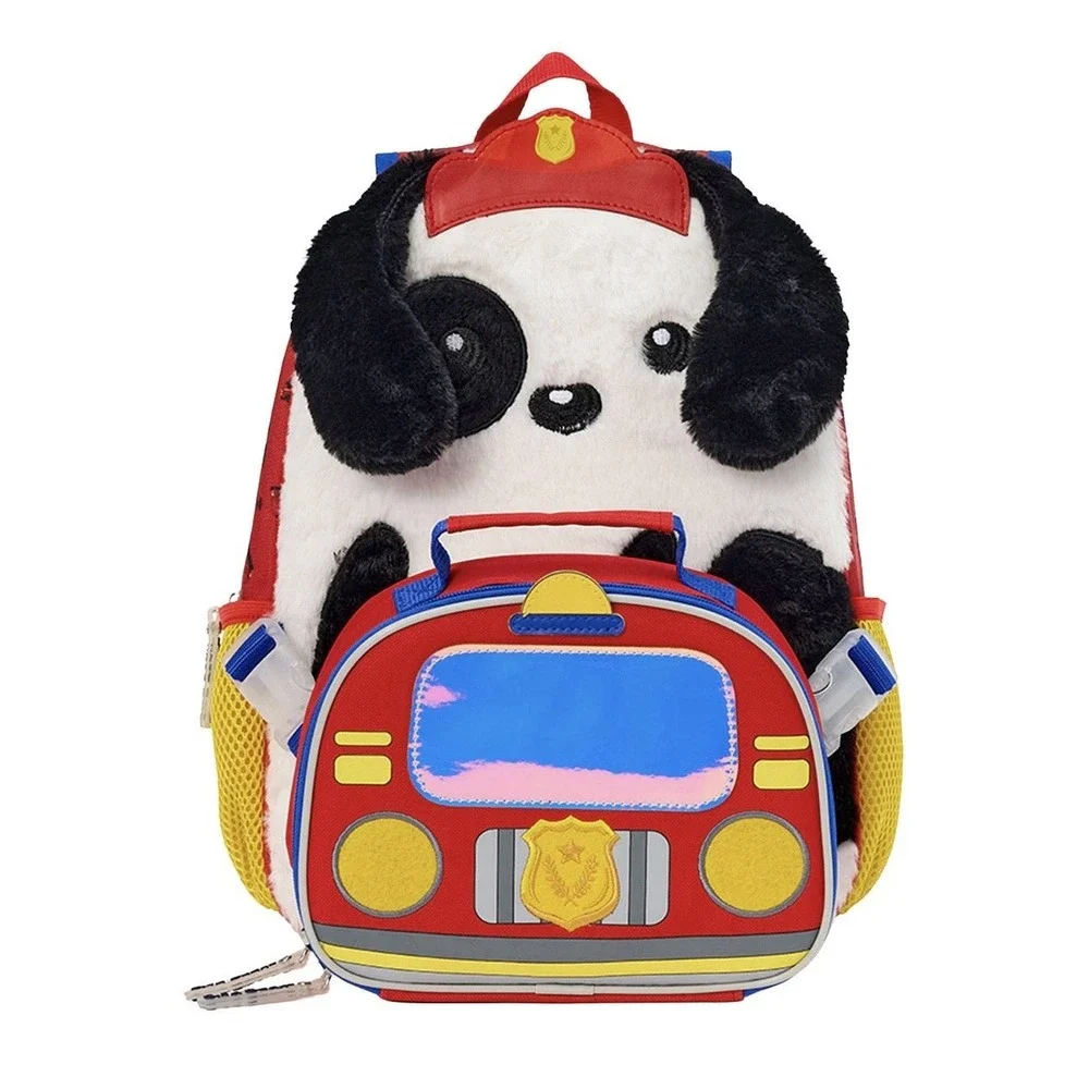 Biz & Bean Toddler Boys' Fireman Preschool Backpack and Lunch Bag, 2-Piece Set